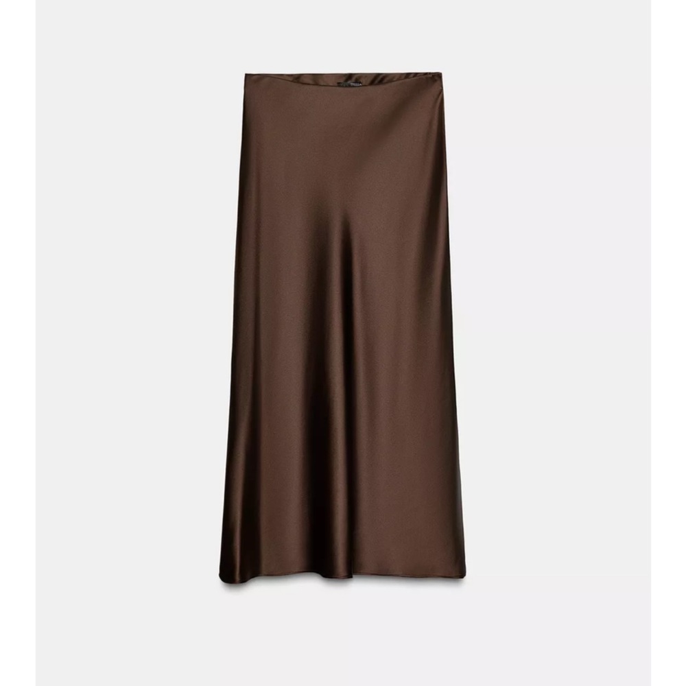 Zara satin midi skirt size 12-14. Waist 17 in flat lay. - Picture 6 of 6